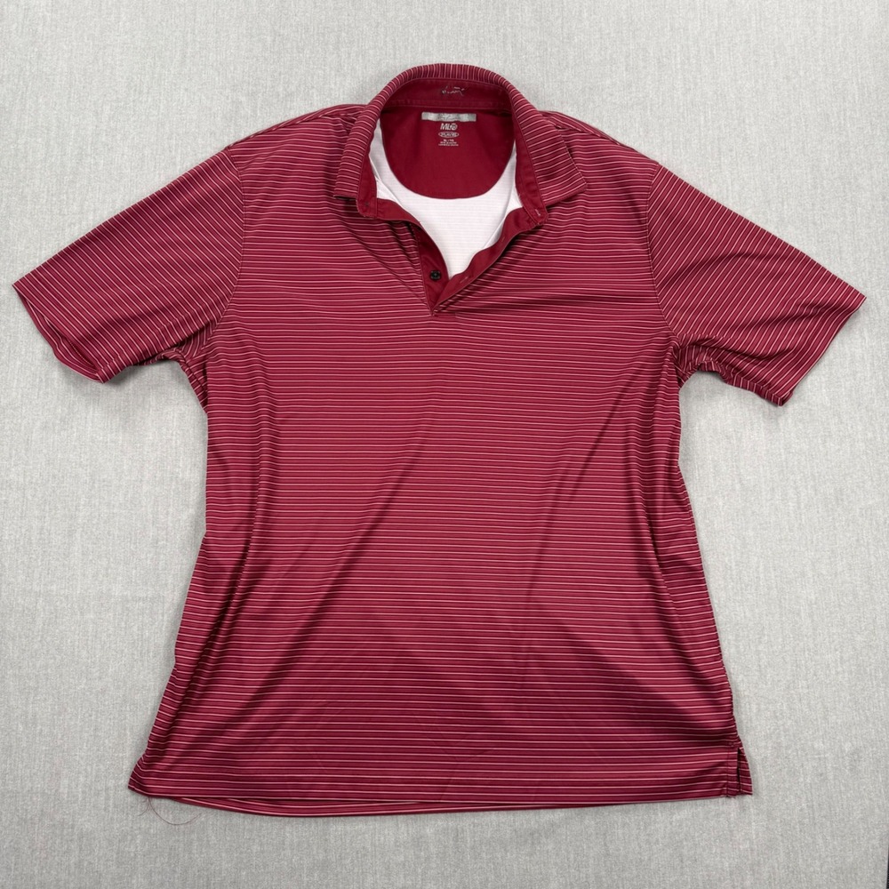 Greg Norman ML75 Play Dry Mens Maroon Striped Golf Polo Shirt XL Short Sleeve